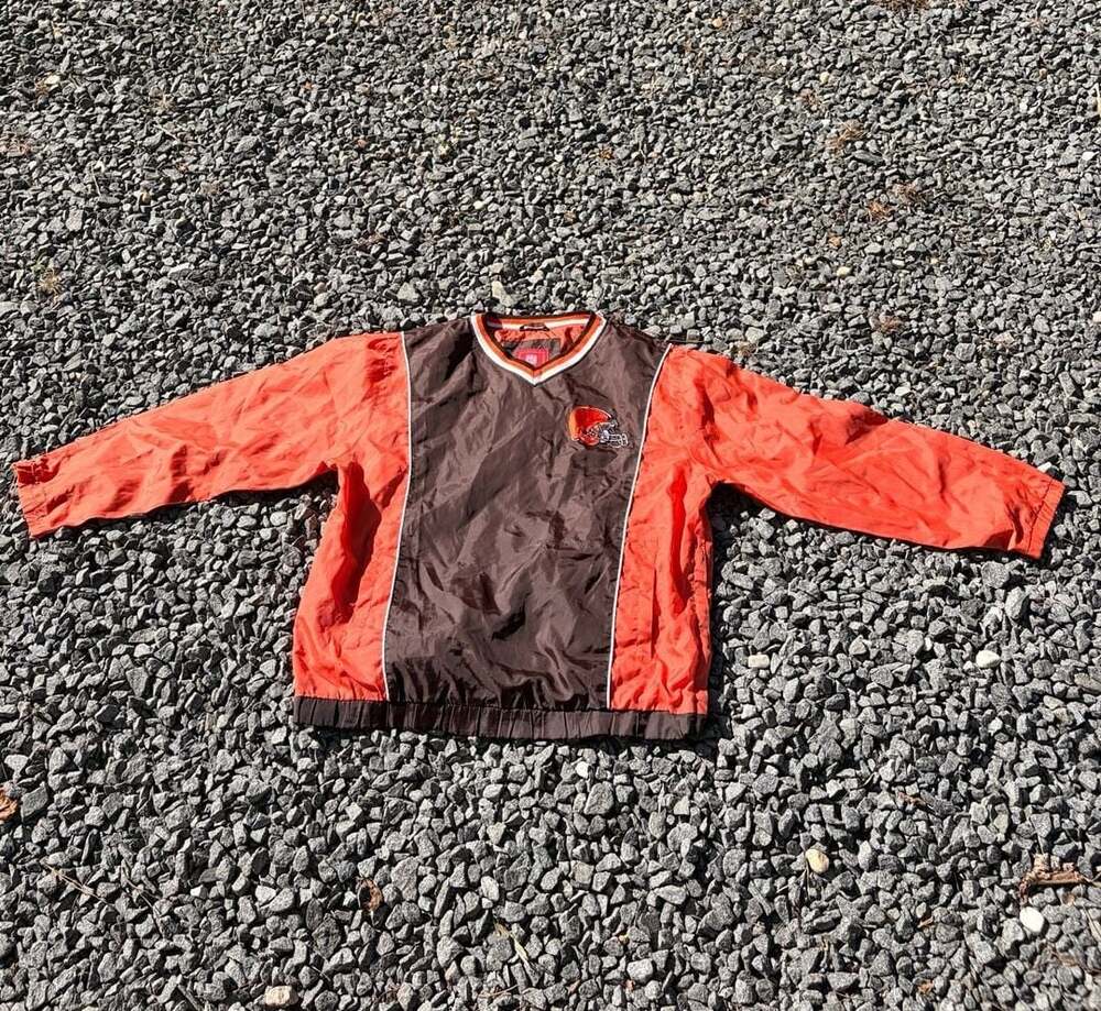 NFL Cleveland Browns Windbreaker Size L Brown Orange Pullover